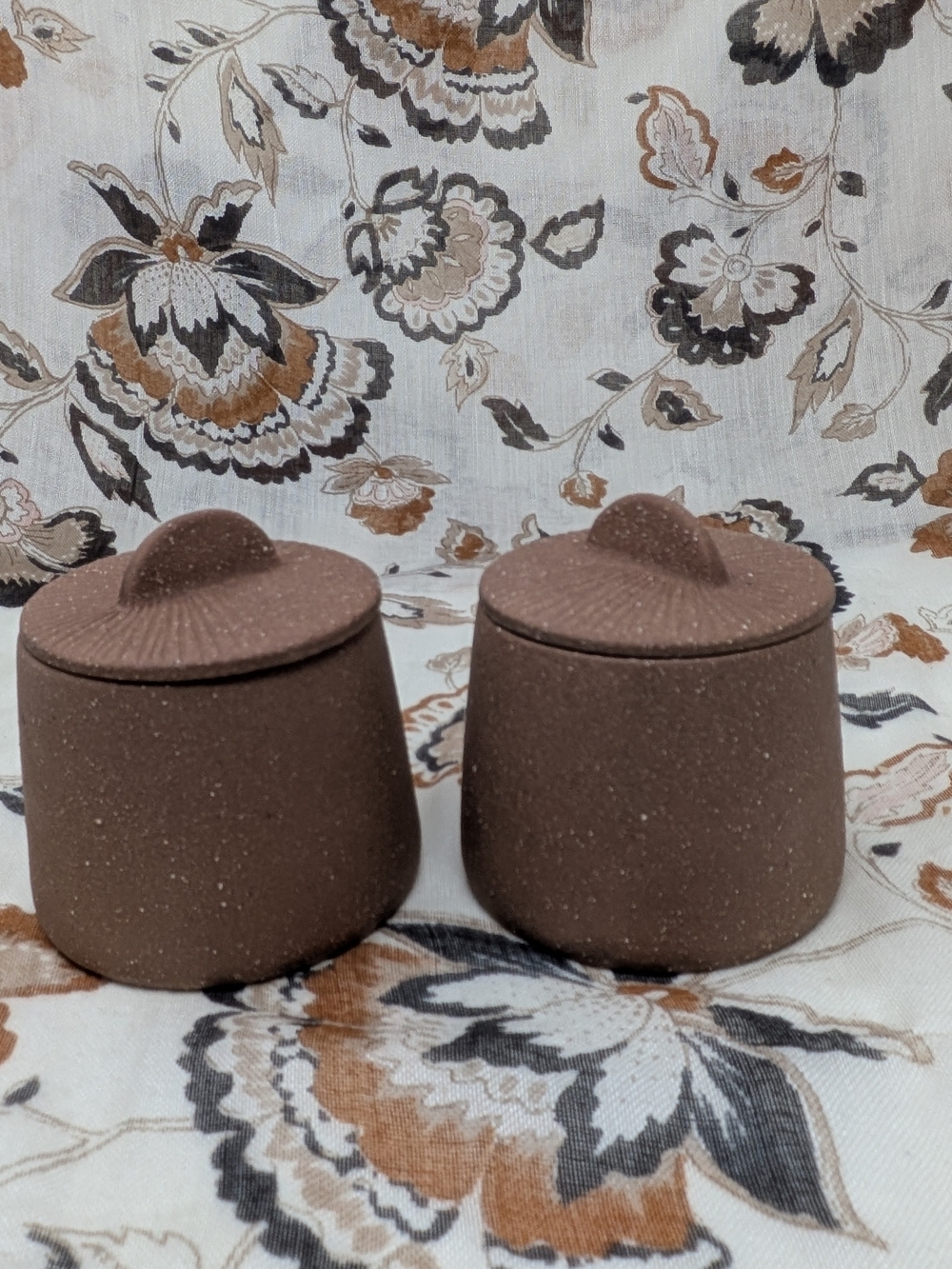 Textured Brown Ceramic Lidded Canister Set - 2 Pack